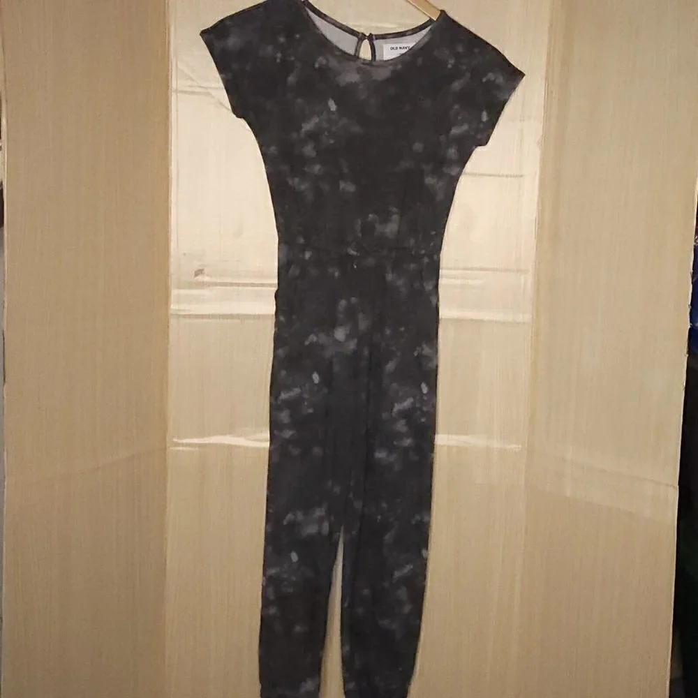 Old Navy Girl's Grey Marbled Sweatshirt Jumpsuit 10-12